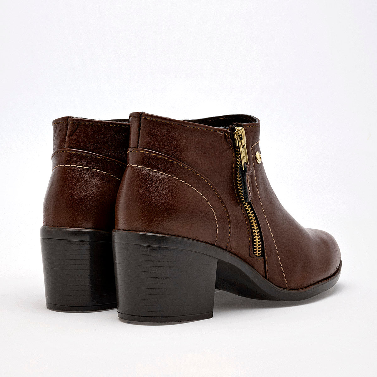 Botin Casual Moramora Mujer Flor Camel Tacon 6 Cm