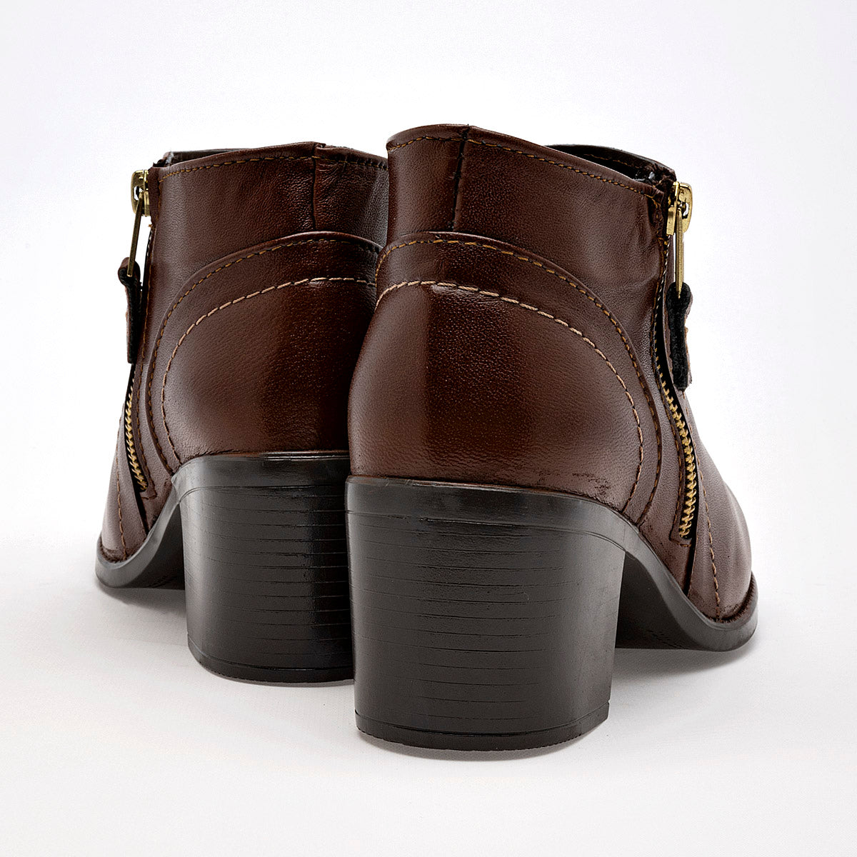Botin Casual Moramora Mujer Flor Camel Tacon 6 Cm