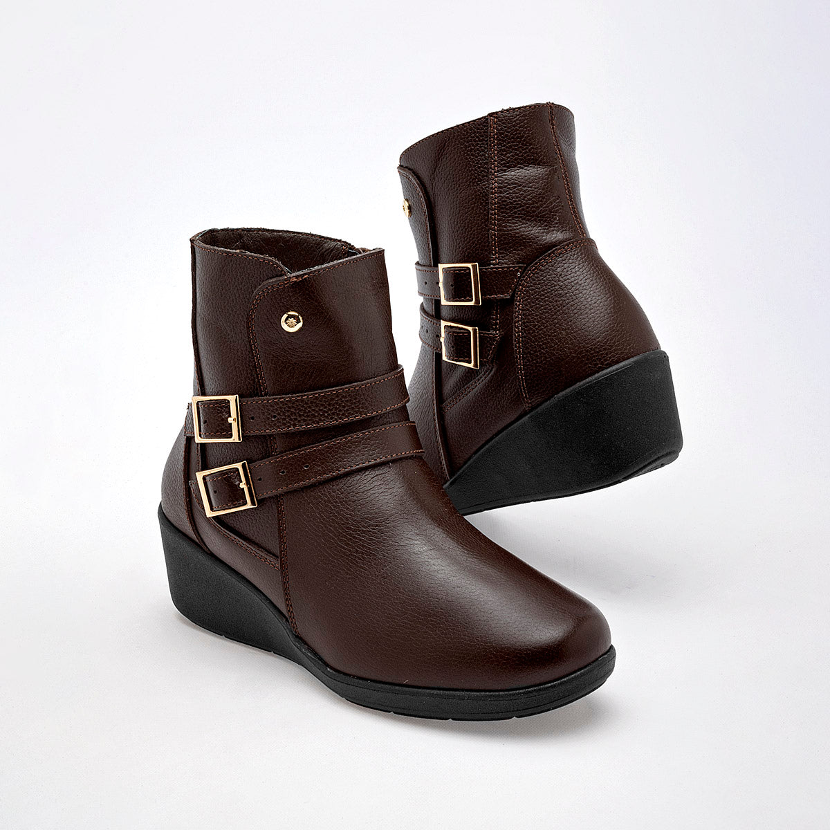 Botin Casual Piel Moramora Mujer Maite Cafe Plataforma 4 Cm