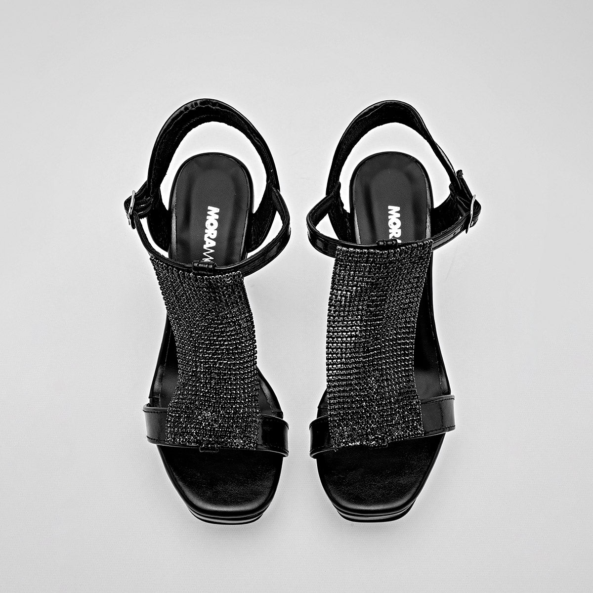 Zapatilla Casual Moramora Mujer Yara Negro Tacon 11 Cm