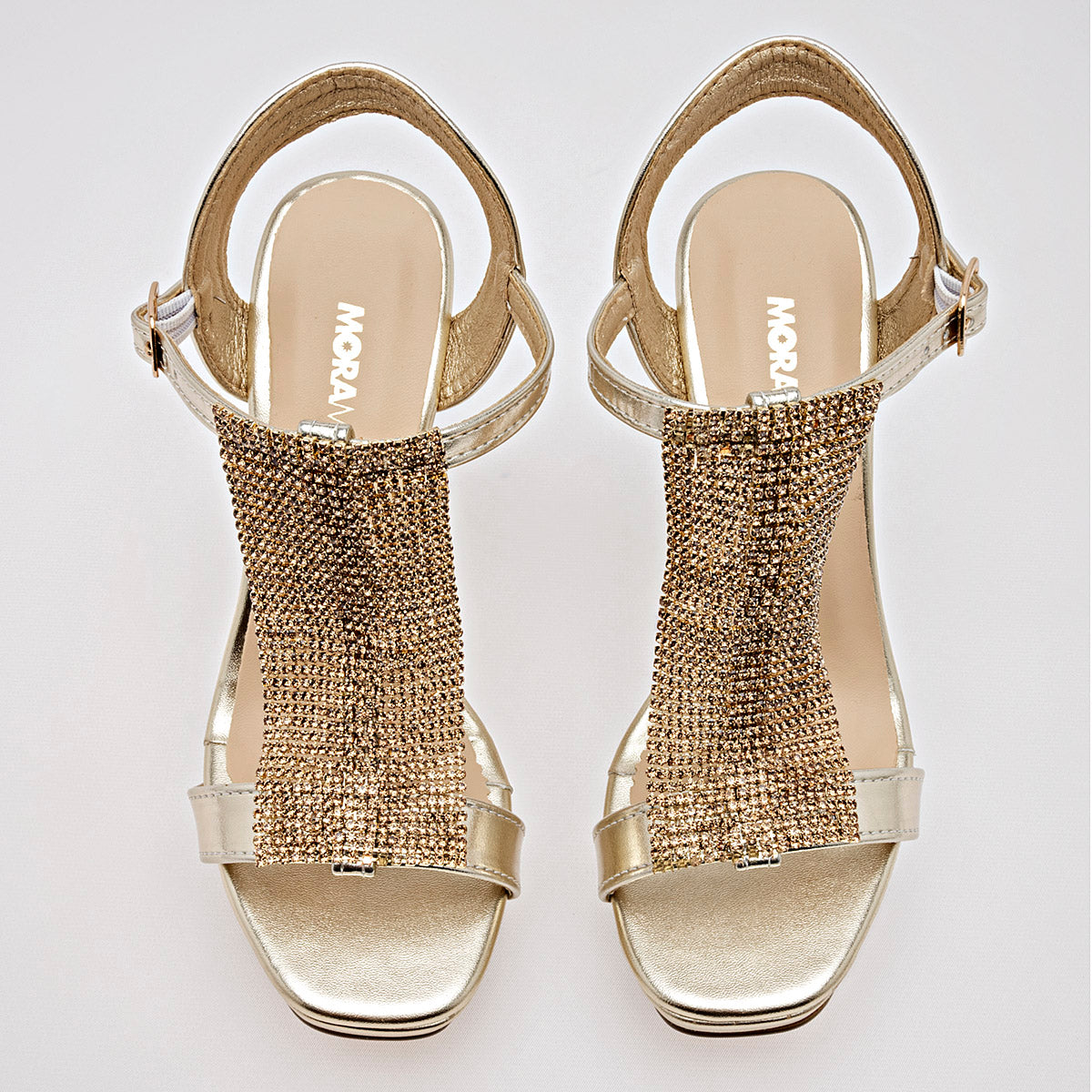 Zapatilla Fiesta Casual Moramora Mujer Yara Oro Tacon 11 Cm