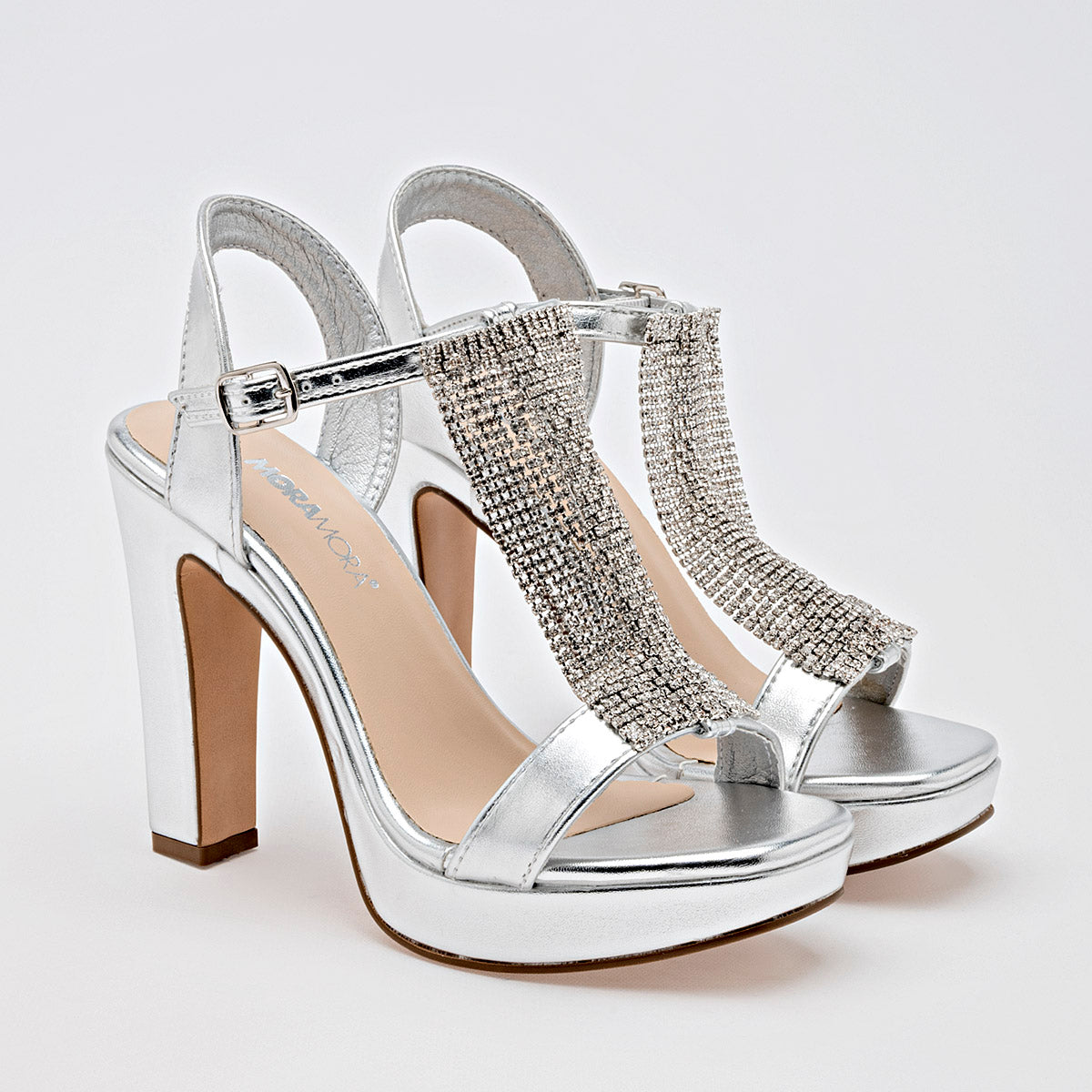 Zapatilla Casual Moramora Mujer Yara Plata Tacon 11 Cm