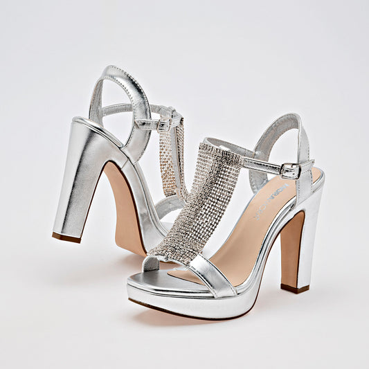 Zapatilla Casual Moramora Mujer Yara Plata Tacon 11 Cm