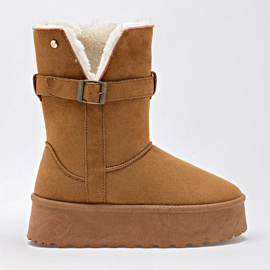 Bota Casual Moramora Mujer Clara Camel Plataforma 5 Cm