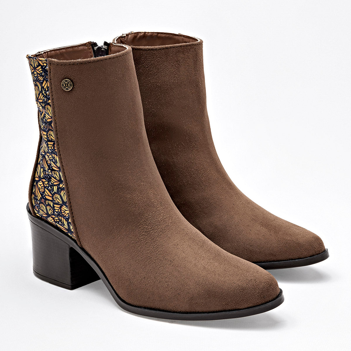 Botin Casual Mora Tierra Mujer Zoey Camel Tacon 6 Cm