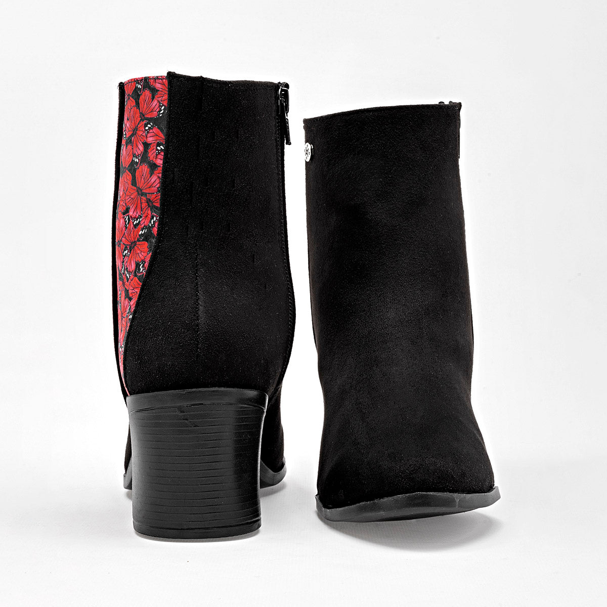 Botin Casual Mora Tierra Mujer Zoey Negro Tacon 6 Cm