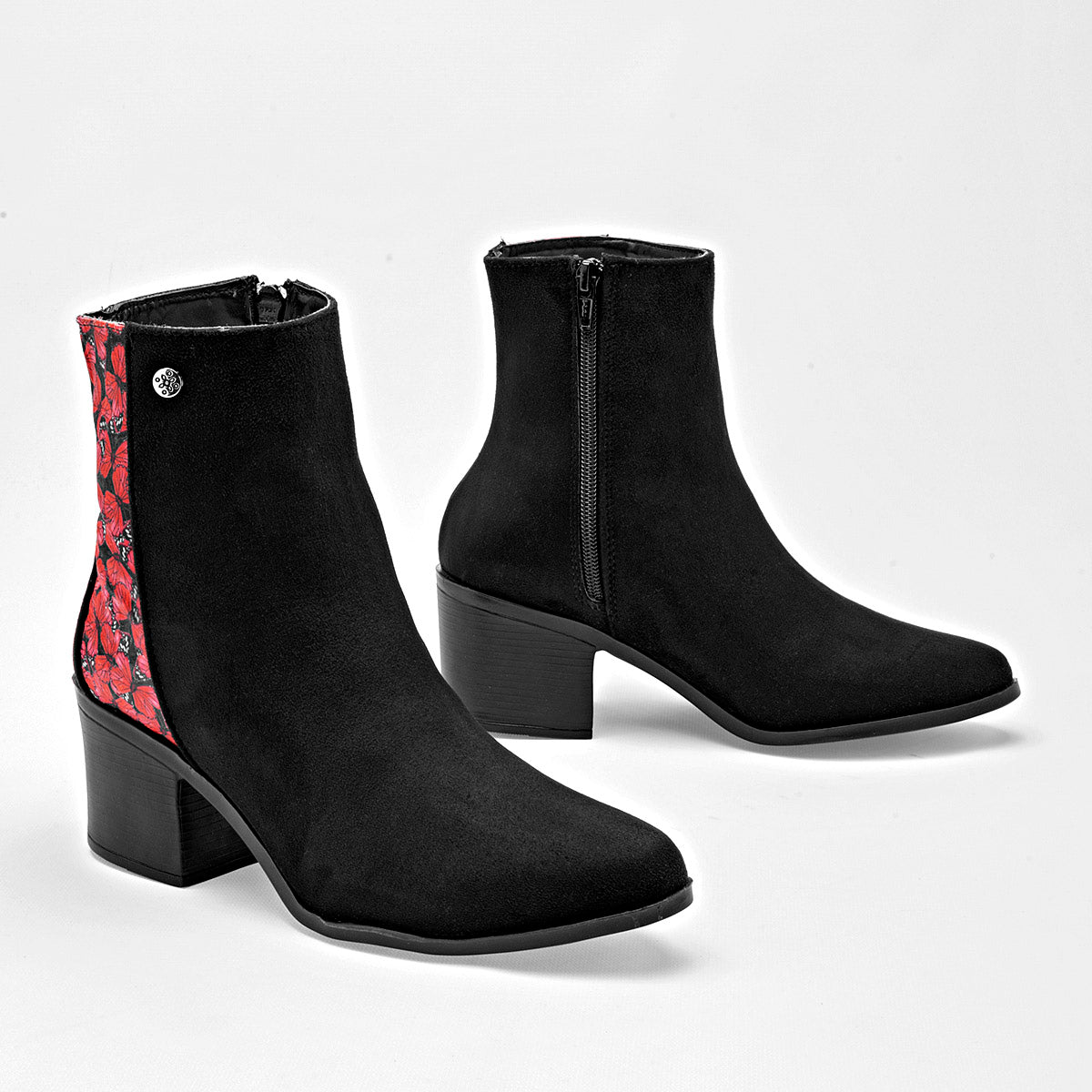 Botin Casual Mora Tierra Mujer Zoey Negro Tacon 6 Cm