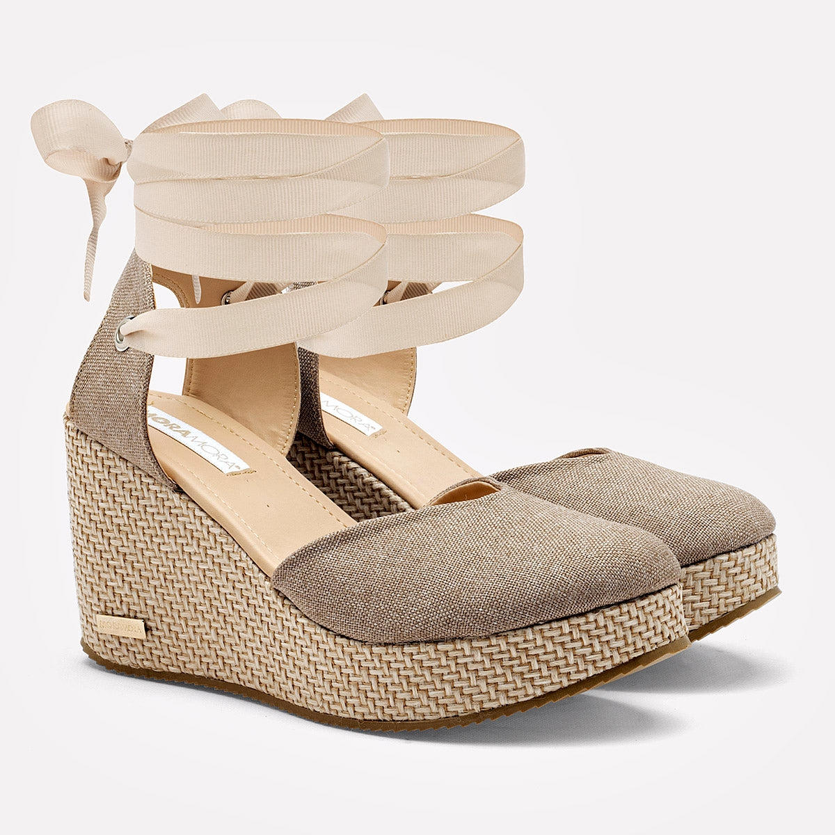 Alpargata De Cuña Con Cinta Moramora Mujer 143262202 Beige