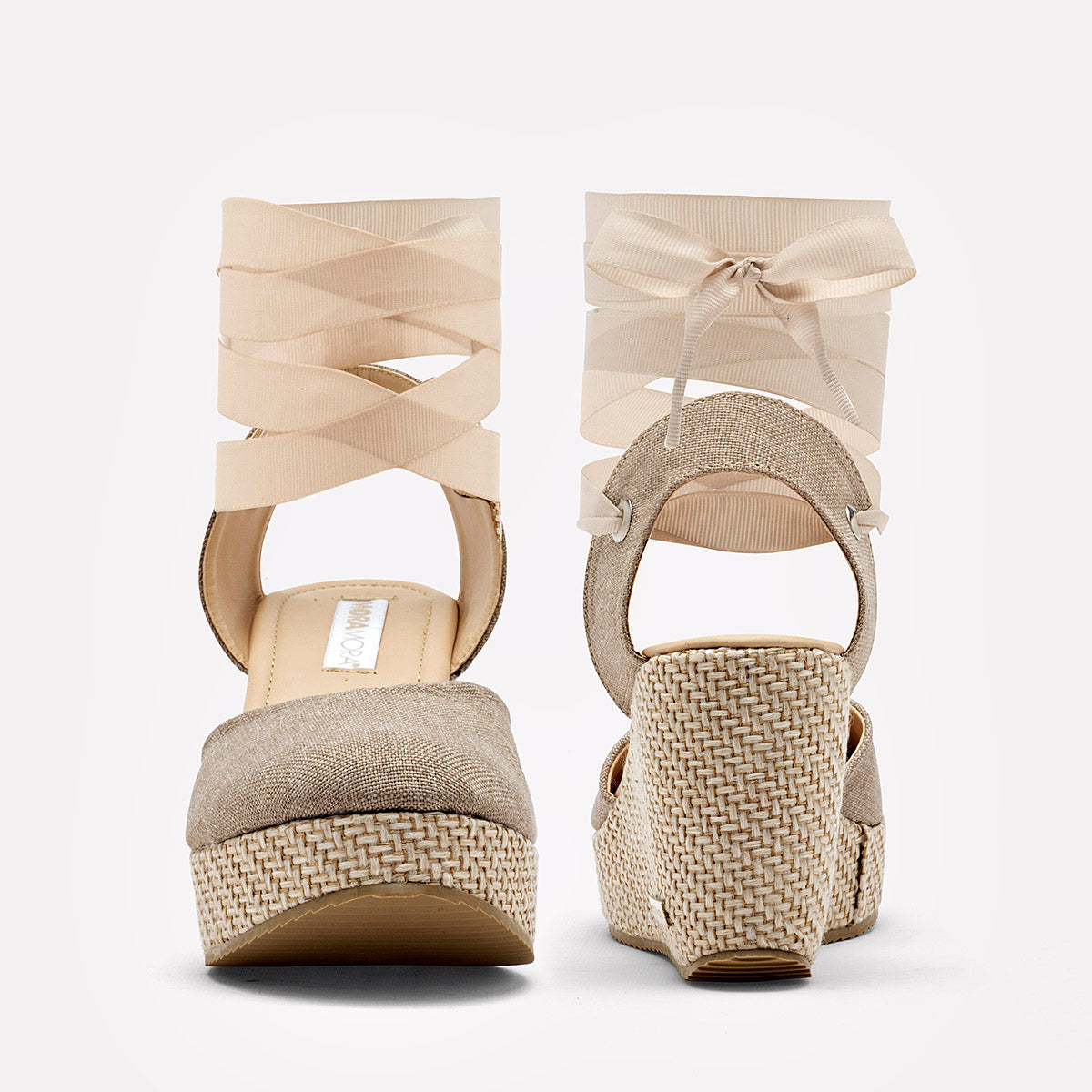 Alpargata De Cuña Con Cinta Moramora Mujer 143262202 Beige