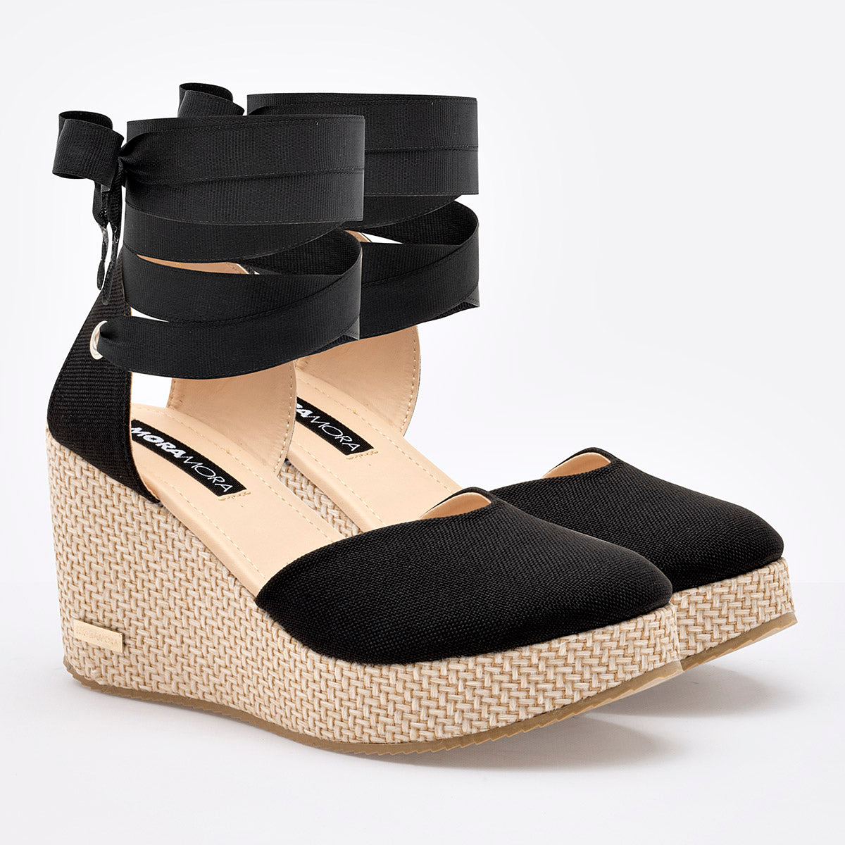 Alpargata De Cuña Con Cinta Moramora Mujer 143262202 Negro
