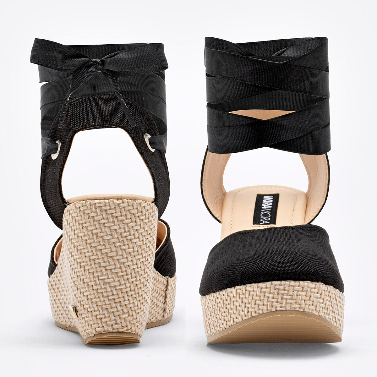 Alpargata De Cuña Con Cinta Moramora Mujer 143262202 Negro