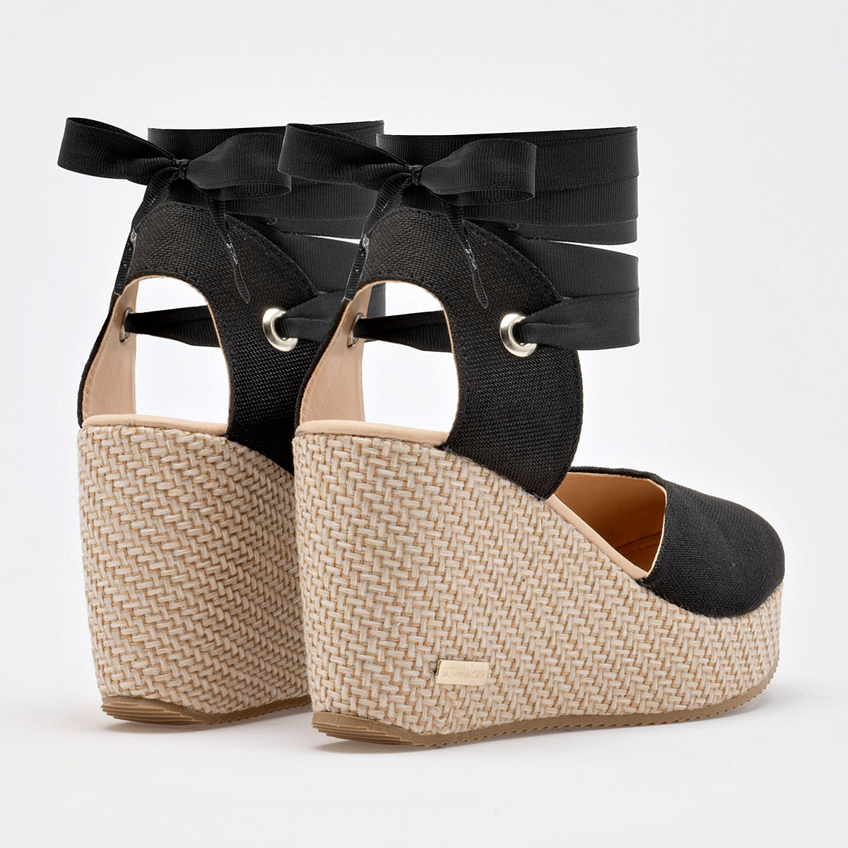 Alpargata De Cuña Con Cinta Moramora Mujer 143262202 Negro