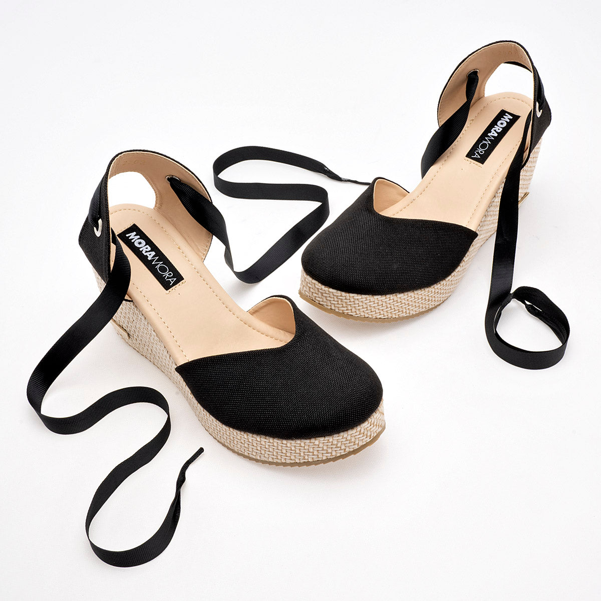 Alpargata De Cuña Con Cinta Moramora Mujer 143262202 Negro