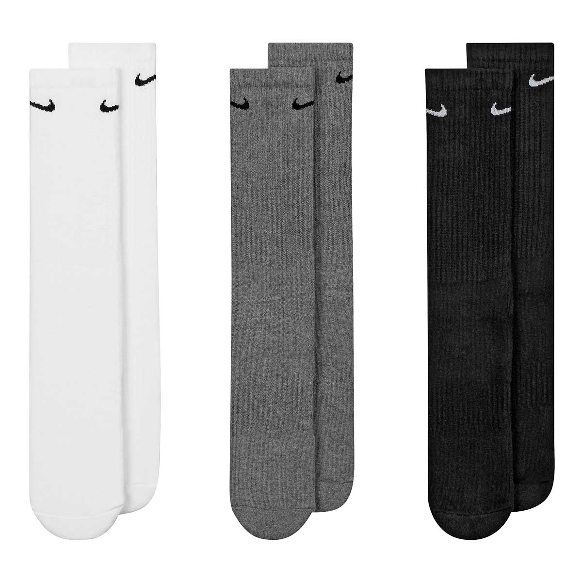 CALCETAS HOMBRE NIKE U Nk Everyday Cush Crew 3pr BLANCO GRIS NEGRO