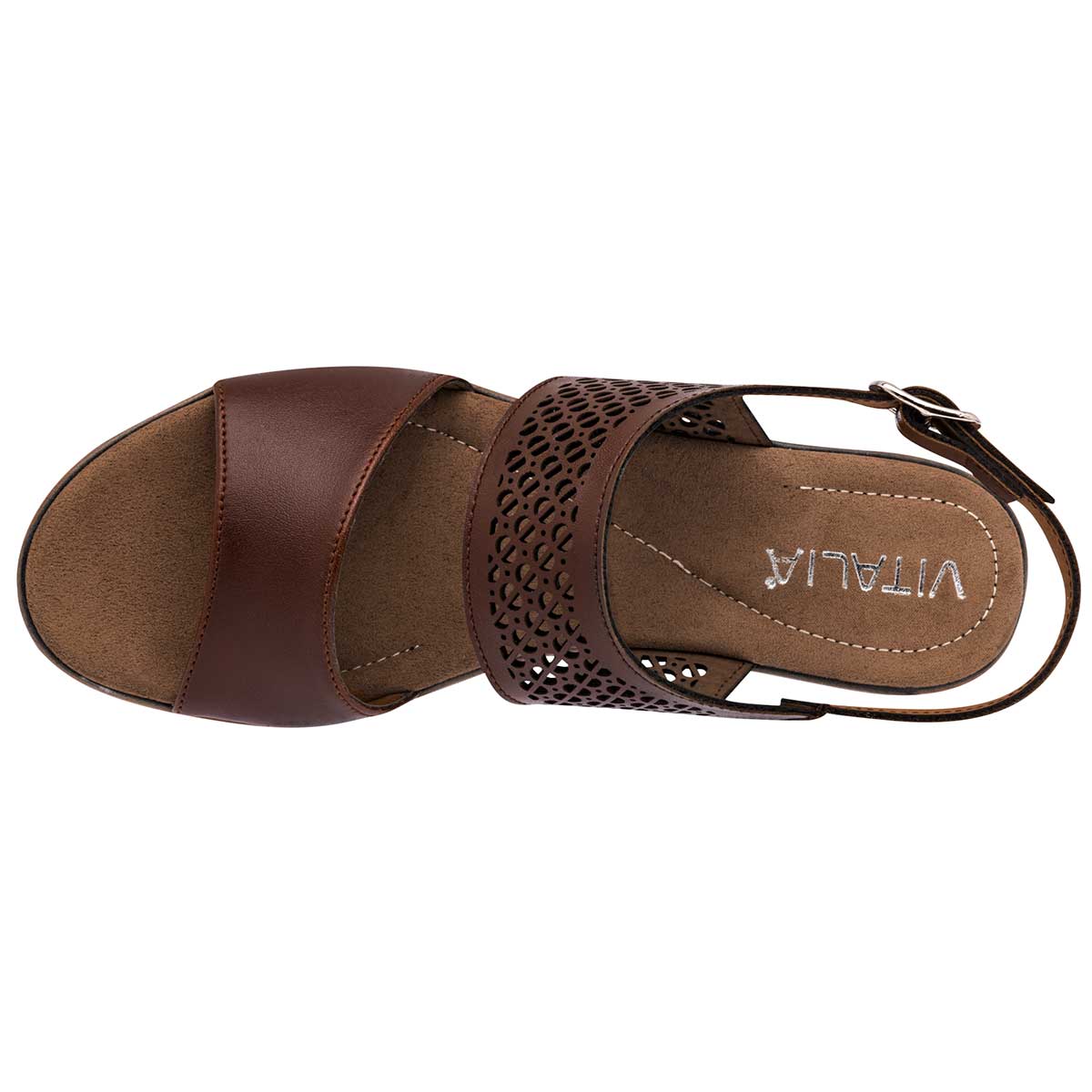 Sandalia Con Hebilla Vitalia 0613 Para Mujer Color Cafe