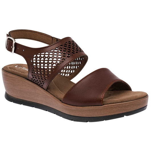 Sandalia Con Hebilla Vitalia 0613 Para Mujer Color Cafe