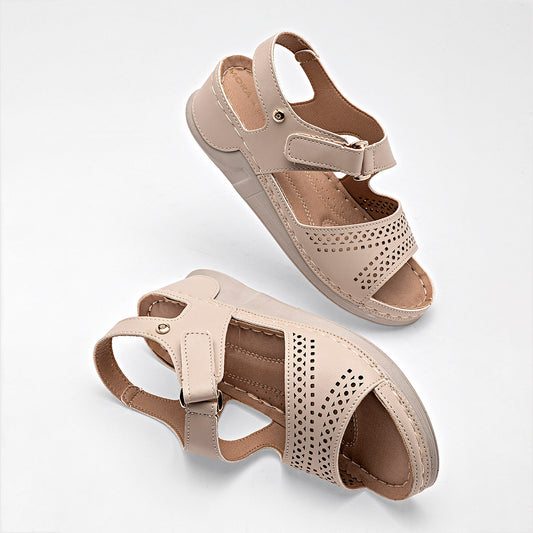 Sandalia Mora Confort 1363029 Para Mujer Color Beige