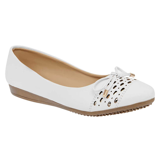 Flats Con Moño Ivi Love 2229 Para Mujer Color Blanco