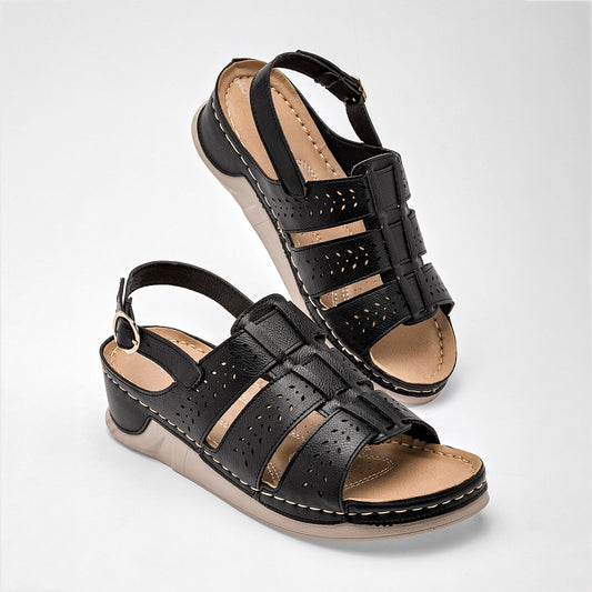 Sandalia Con Hebilla Mora Confort 1363060 Mujer Col Negro