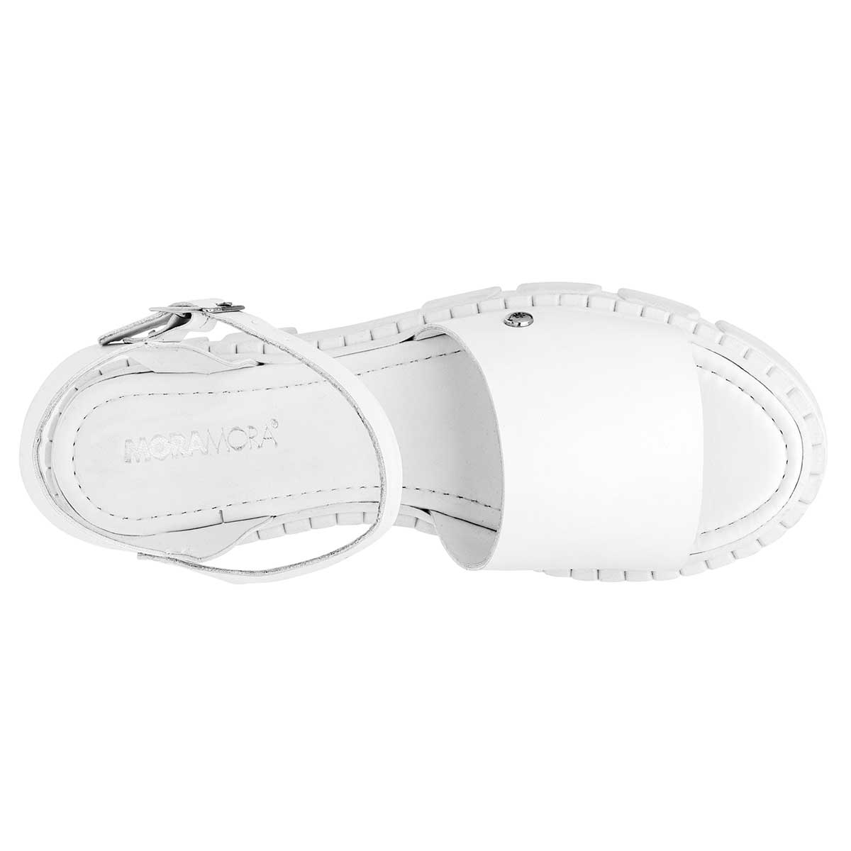 Sandalia Chunky Moramora 103885 Para Mujer Color Blanco