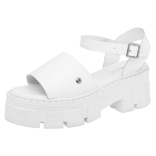 Sandalia Chunky Moramora 103885 Para Mujer Color Blanco