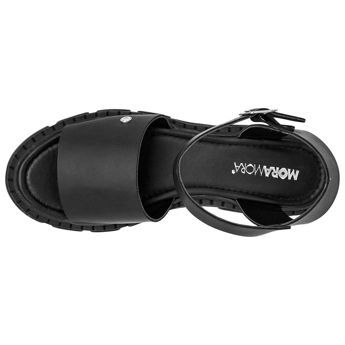 Sandalia Chunky Moramora 103885 Para Mujer Color Negro