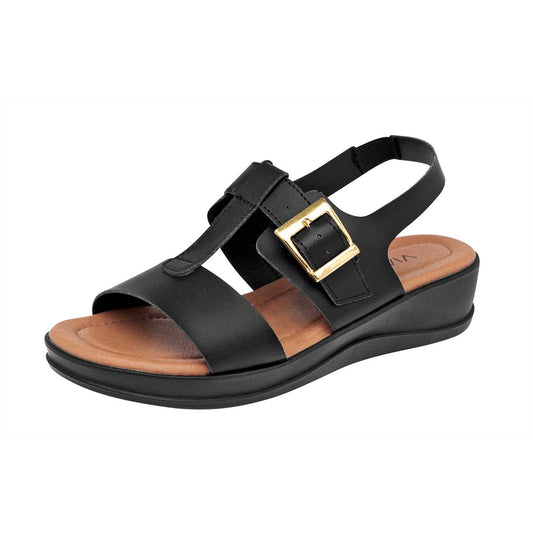 Sandalia Con Hebilla Via Moda Cusco Mujer Color Negro