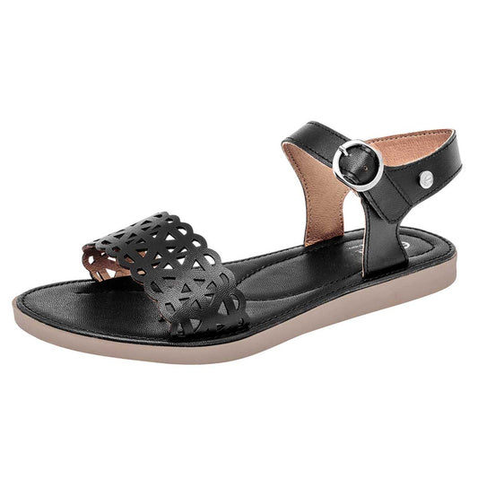 Sandalia Con Hebilla Etnia 2106 Para Mujer Color Negro