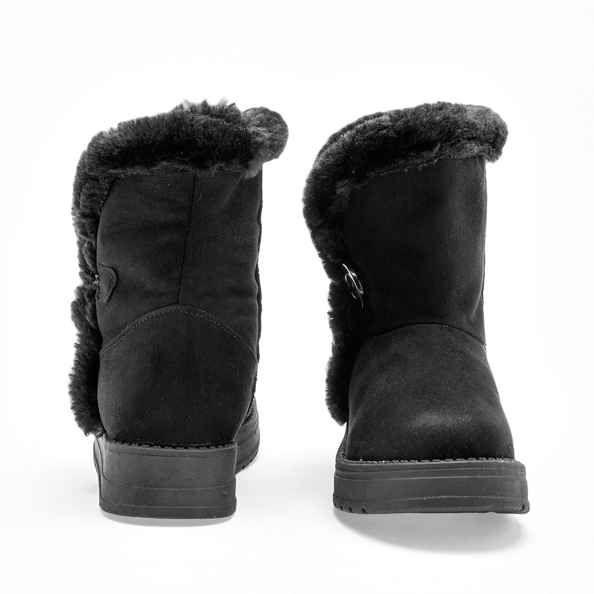 Bota Casual Rojo Cereza Mujer 7018 Negro Tubo 17 Cm