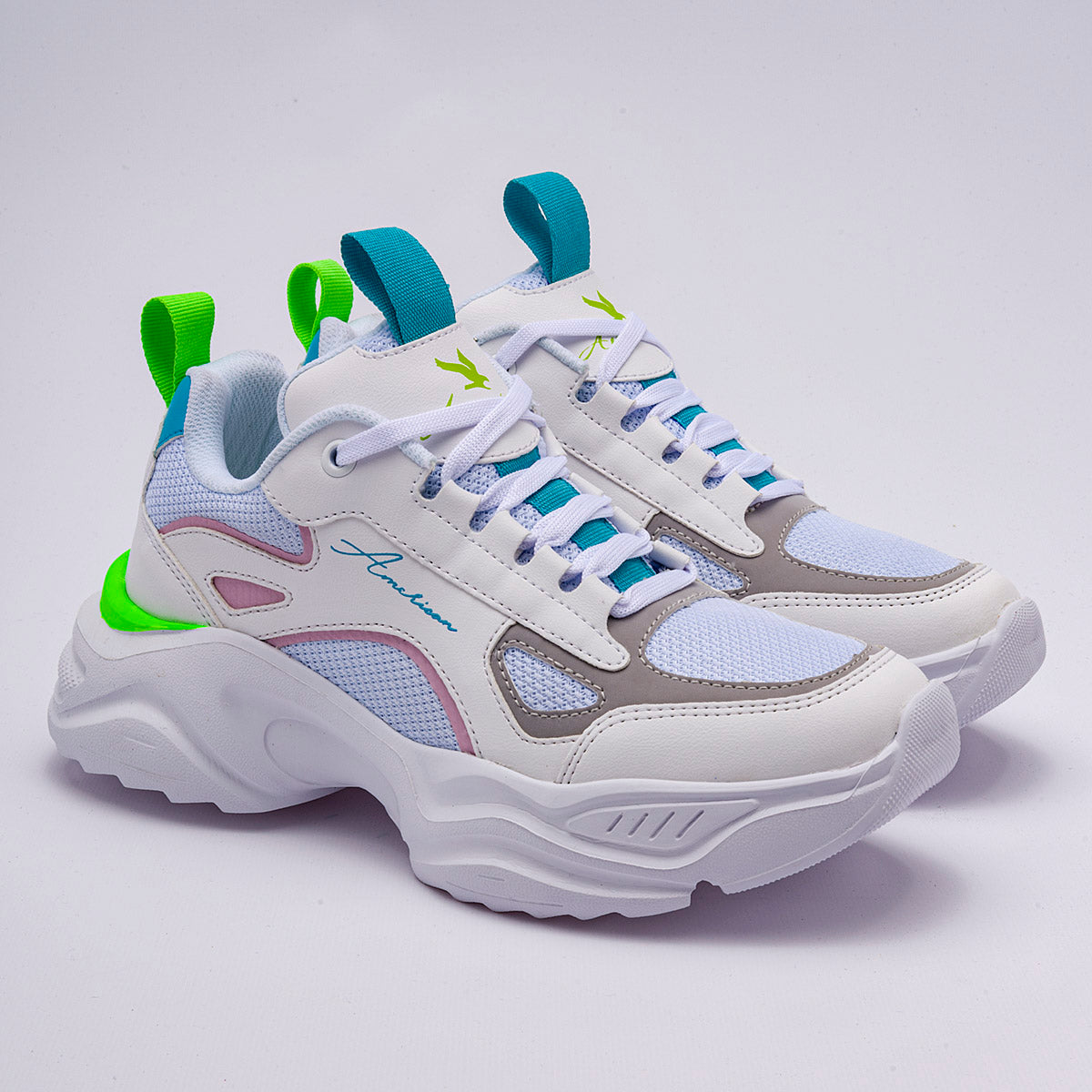 TENIS URBANO MUJER AMERICAN FIRE A68 BLANCO ROSA GRIS
