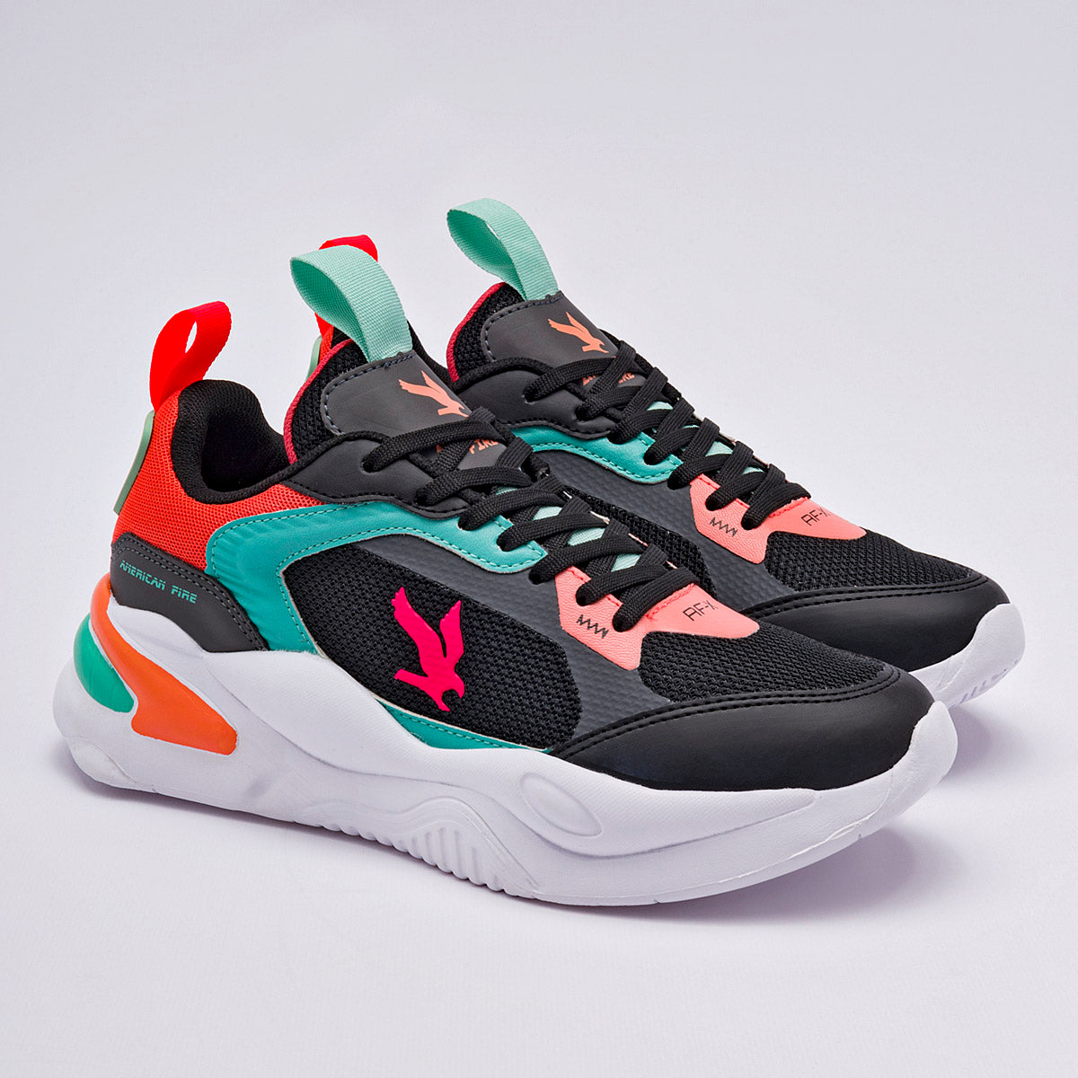 TENIS URBANO JUVENIL AMERICAN FIRE A69 NEGRO MULTICOLOR