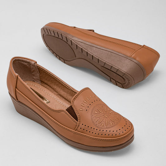 Plataforma Cerrada Rumores 1970 Para Mujer Color Camel