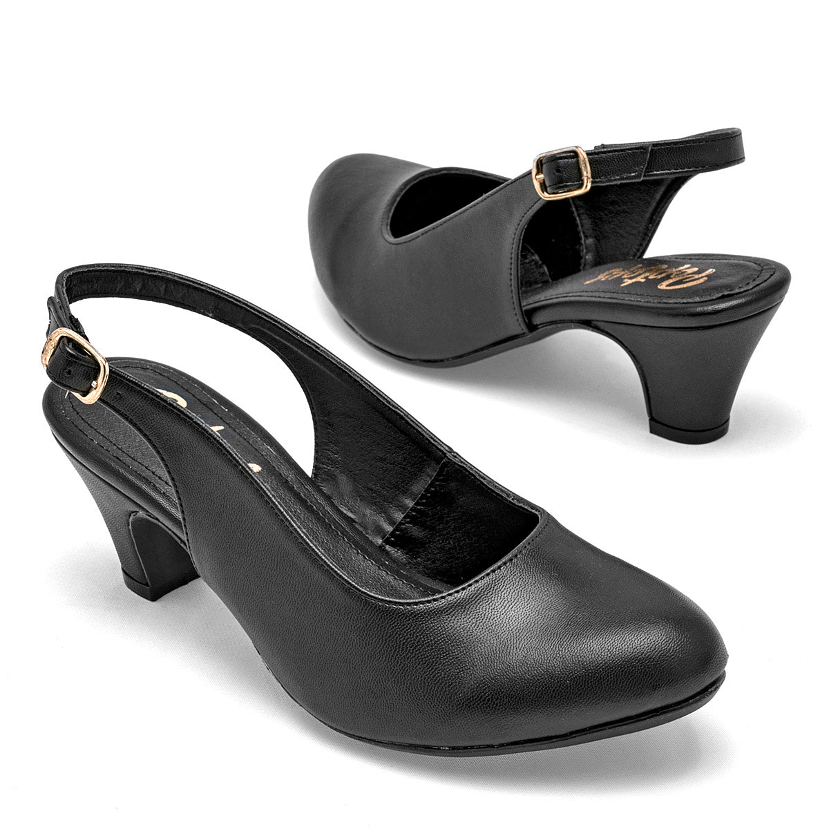 Zapatilla Tacon Cuadrado Poptops 2560 Mujer Color Negro