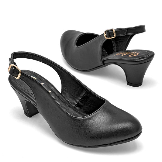 Zapatilla Tacon Cuadrado Poptops 2560 Mujer Color Negro