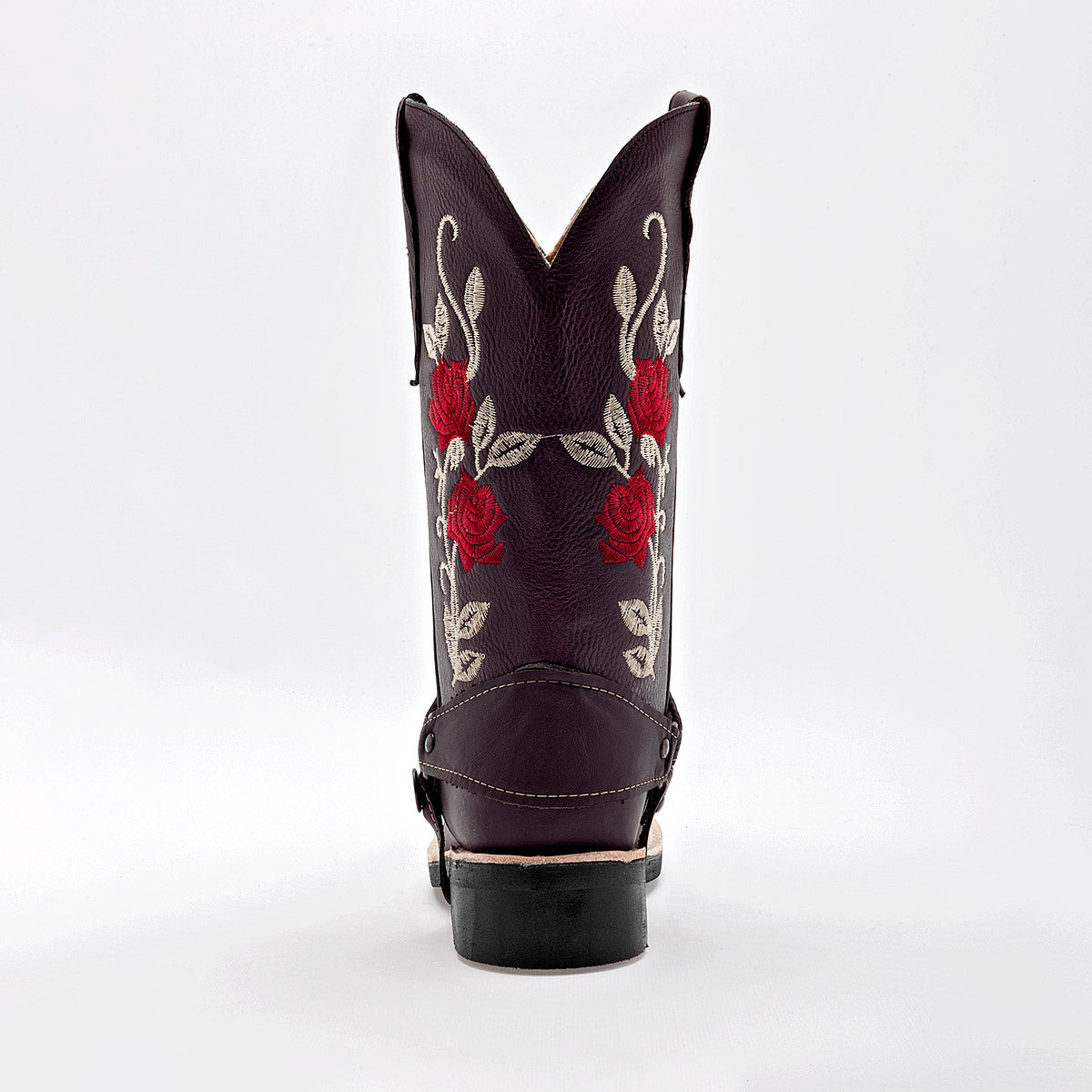 Bota Vaquera Con Bordado en  Piel Risel 405 Para Mujer Color Café