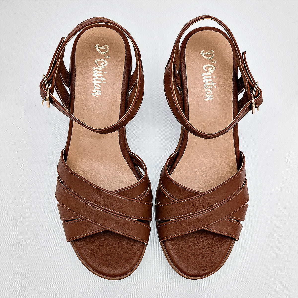 Sandalia Cruzada Dcristian 4028 Para Mujer Color Cafe