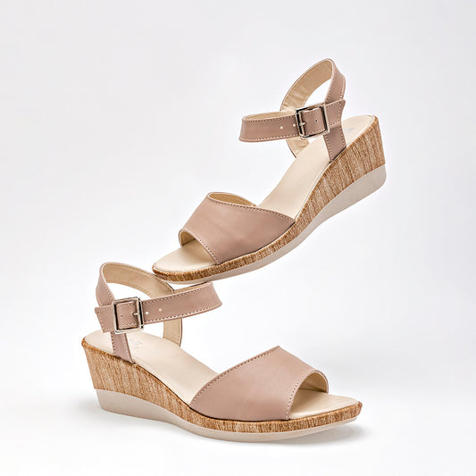 Sandalia Rojo Cereza 335 Para Mujer Color Beige