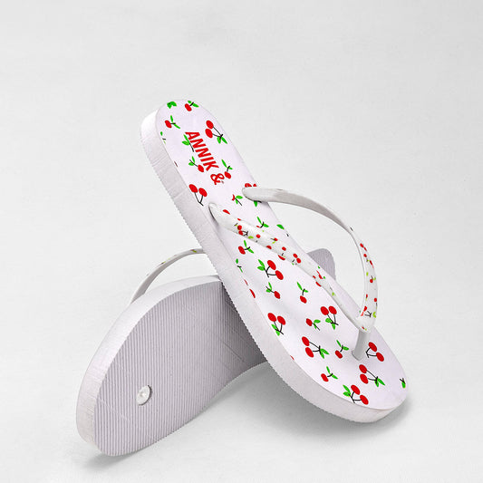 Sandalia De Playa Cerezas Annik Para Mujer Color Blanco