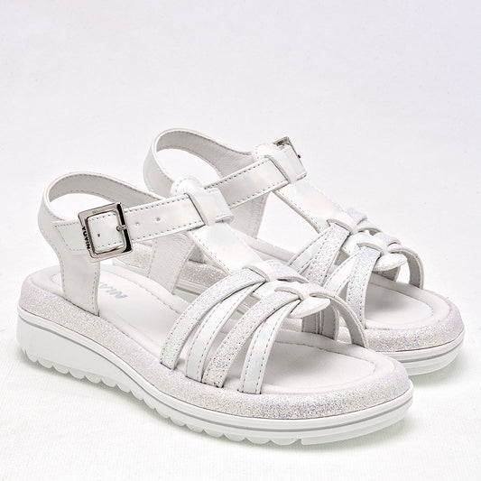 Yuyin Niña Sandalia Piso Abierto 24023 Blanco Tornasol 4 Cm