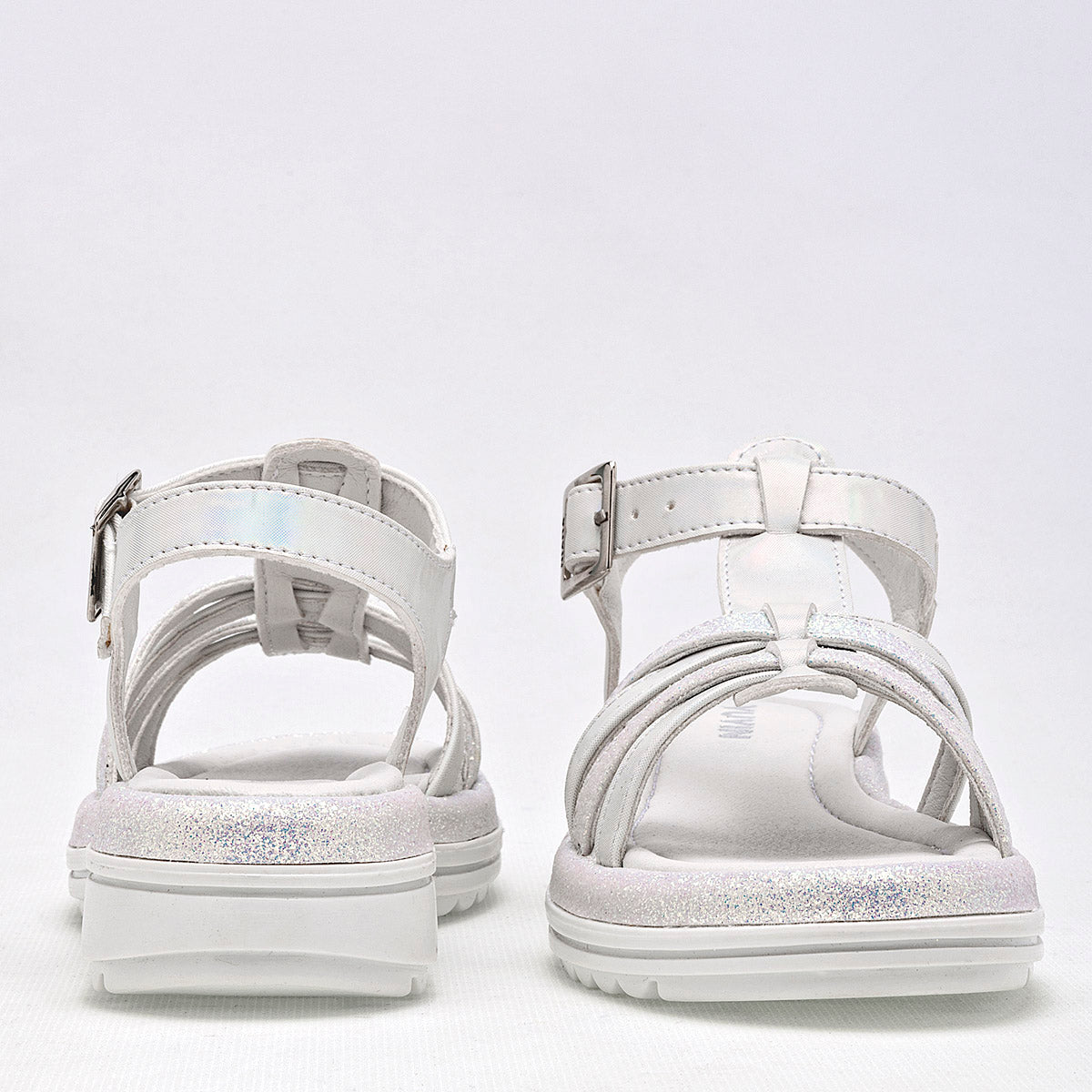 Yuyin Niña Sandalia Piso Abierto 24023 Blanco Tornasol 4 Cm