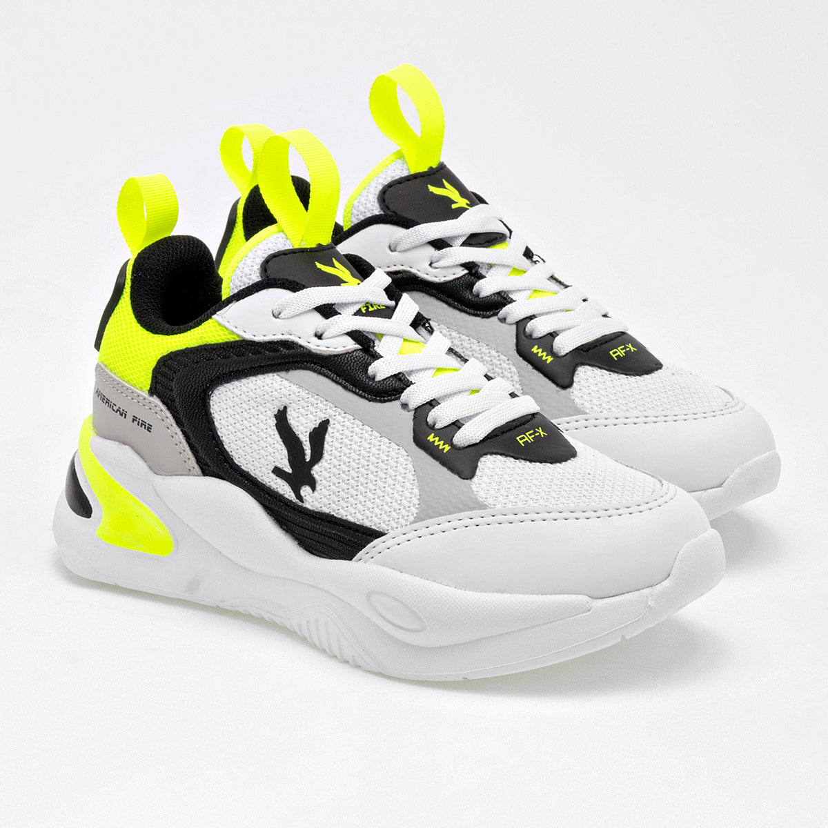 TENIS NIÑO URBANO AMERICAN FIRE A69 BLANCO NEGRO AMARILLO