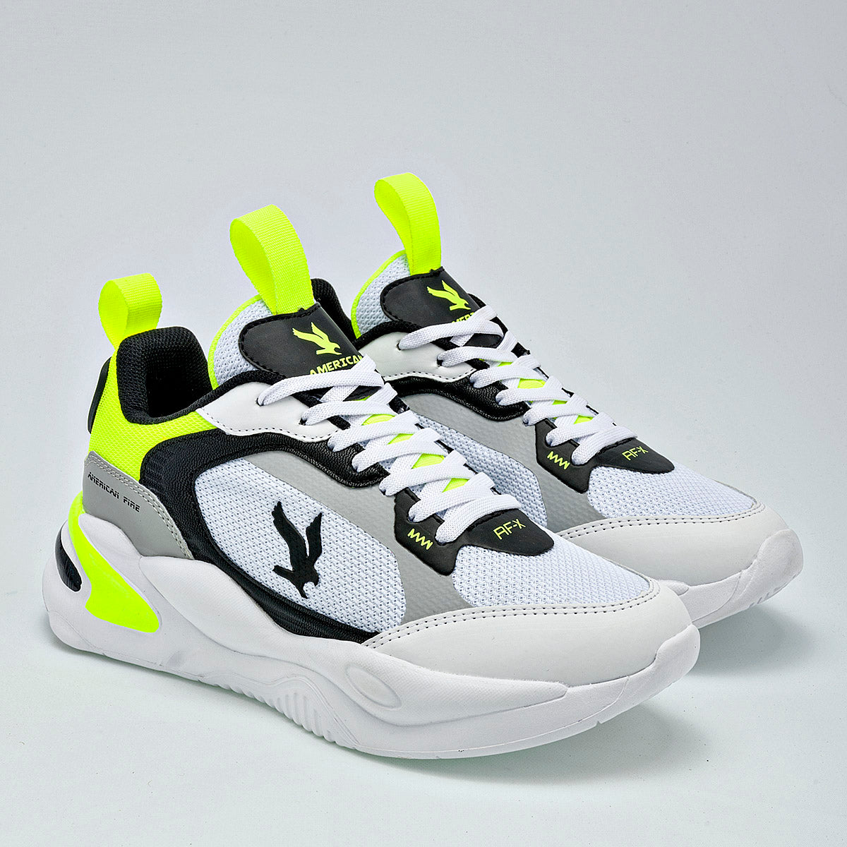TENIS URBANO JUVENIL AMERICAN FIRE A69 BLANCO NEGRO AMARILLO