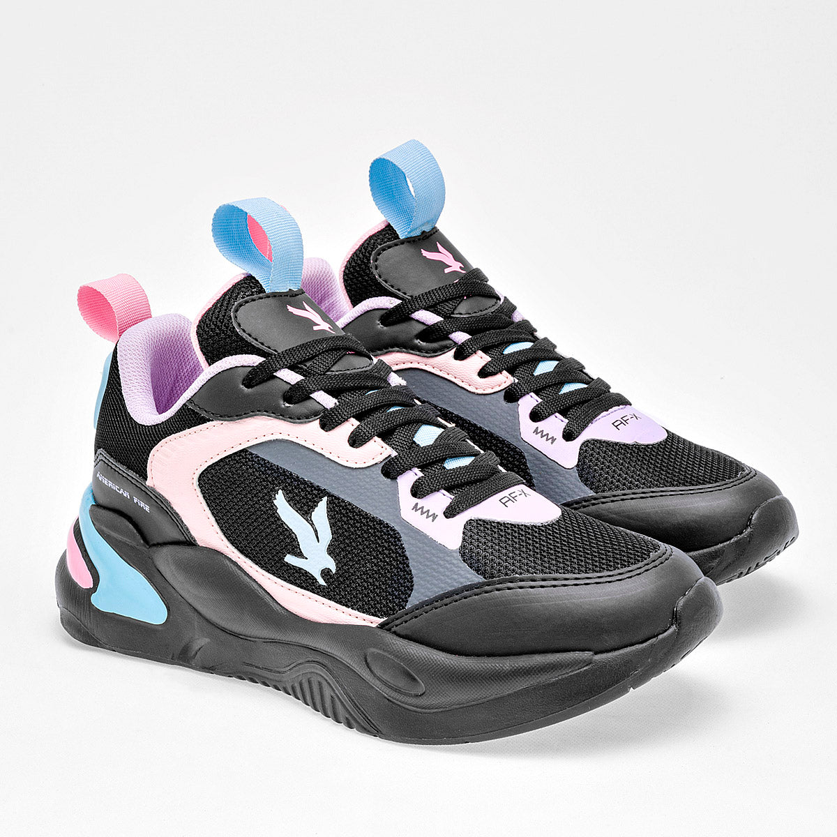 TENIS URBANO MUJER AMERICAN FIRE A69 NEGRO ROSA LILA