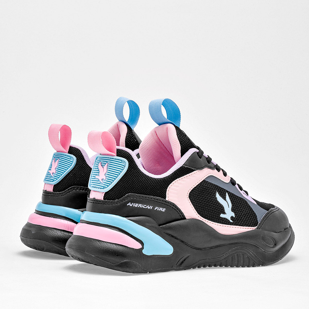 TENIS URBANO MUJER AMERICAN FIRE A69 NEGRO ROSA LILA
