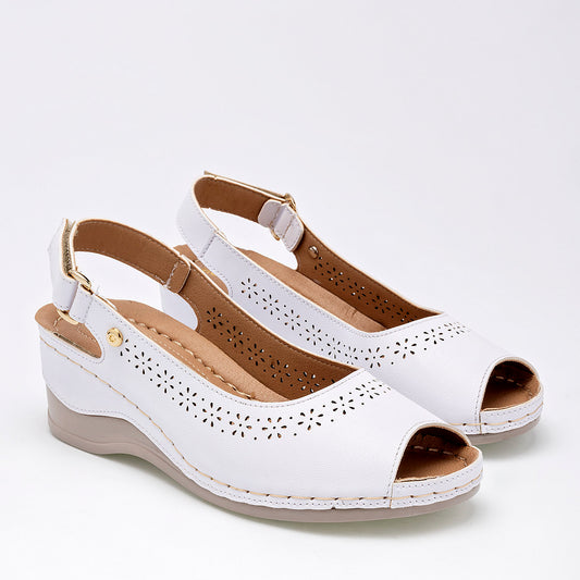 Sandalia Mora Confort 1361317 Para Mujer Color Blanco