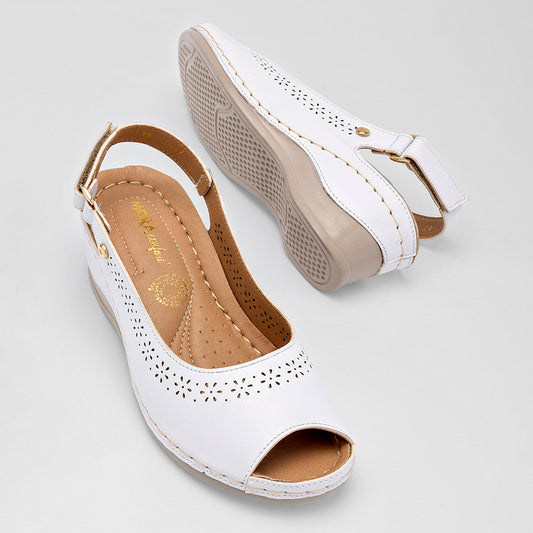 Sandalia Mora Confort 1361317 Para Mujer Color Blanco