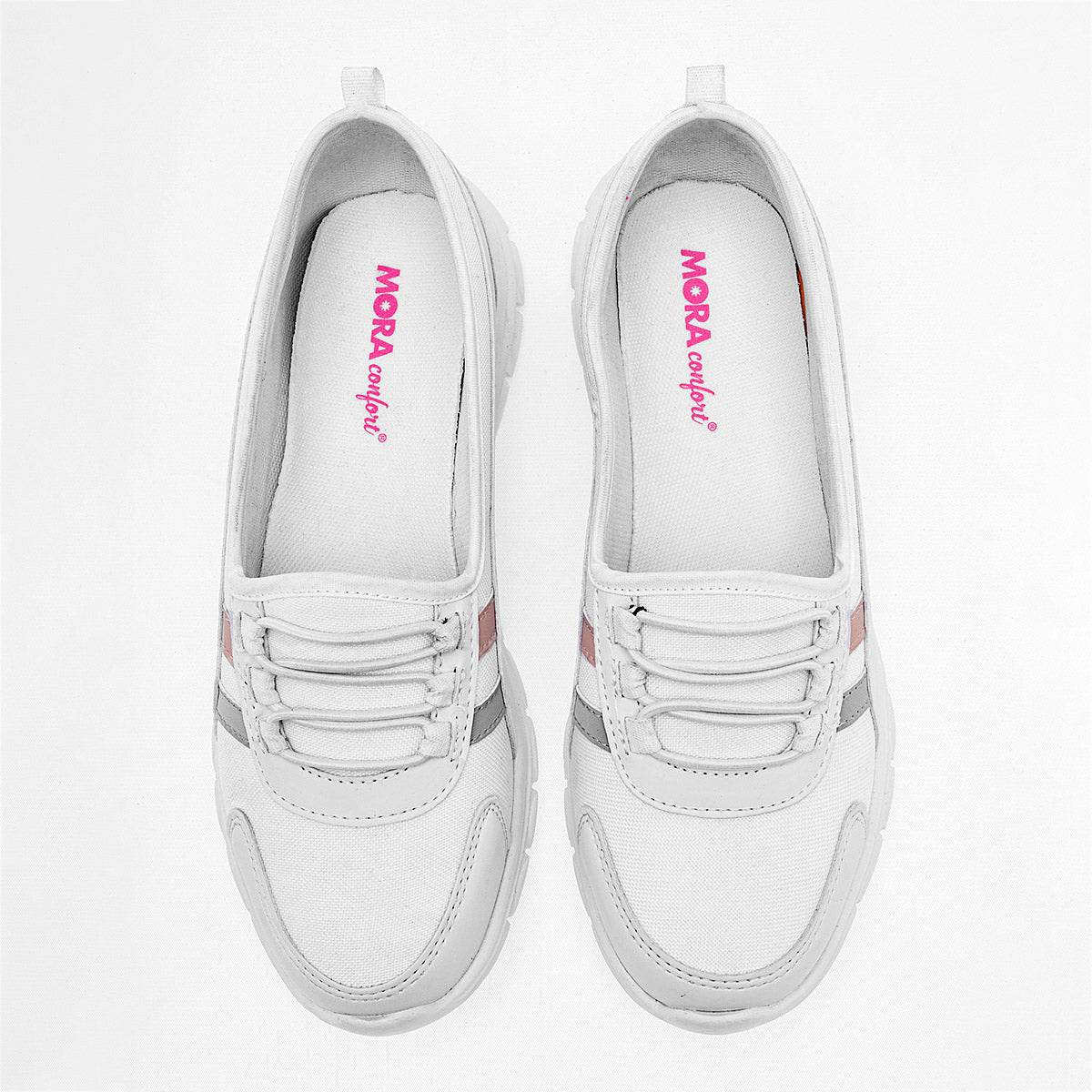 TENIS URBANO MUJER MORA CONFORT YOLANDA BLANCO GRIS ROSA