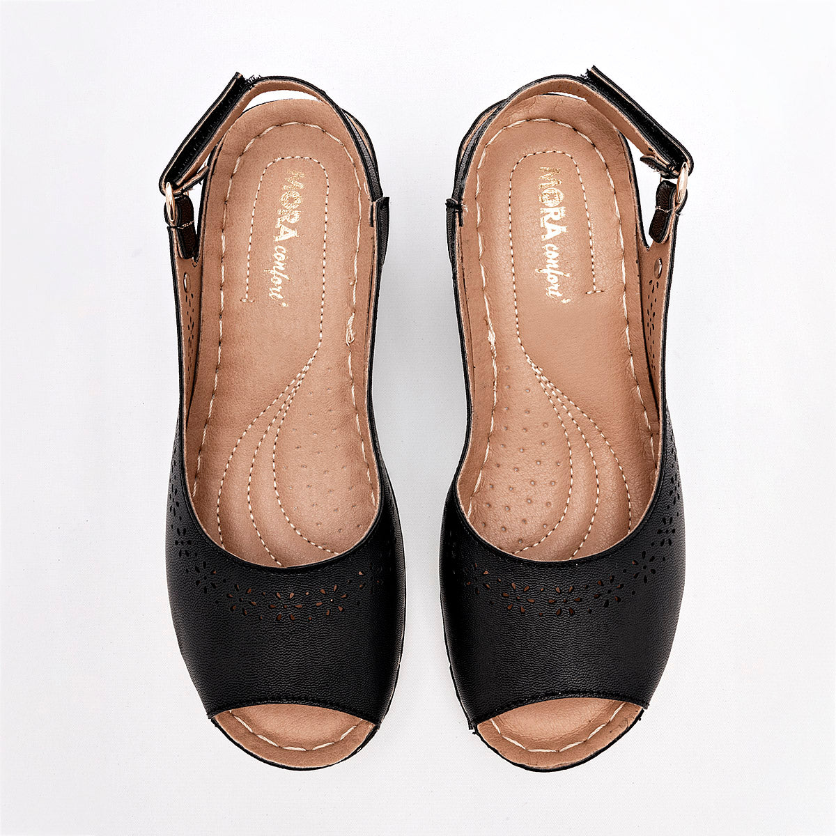 Sandalia Mora Confort 1361317 Para Mujer Color Negro