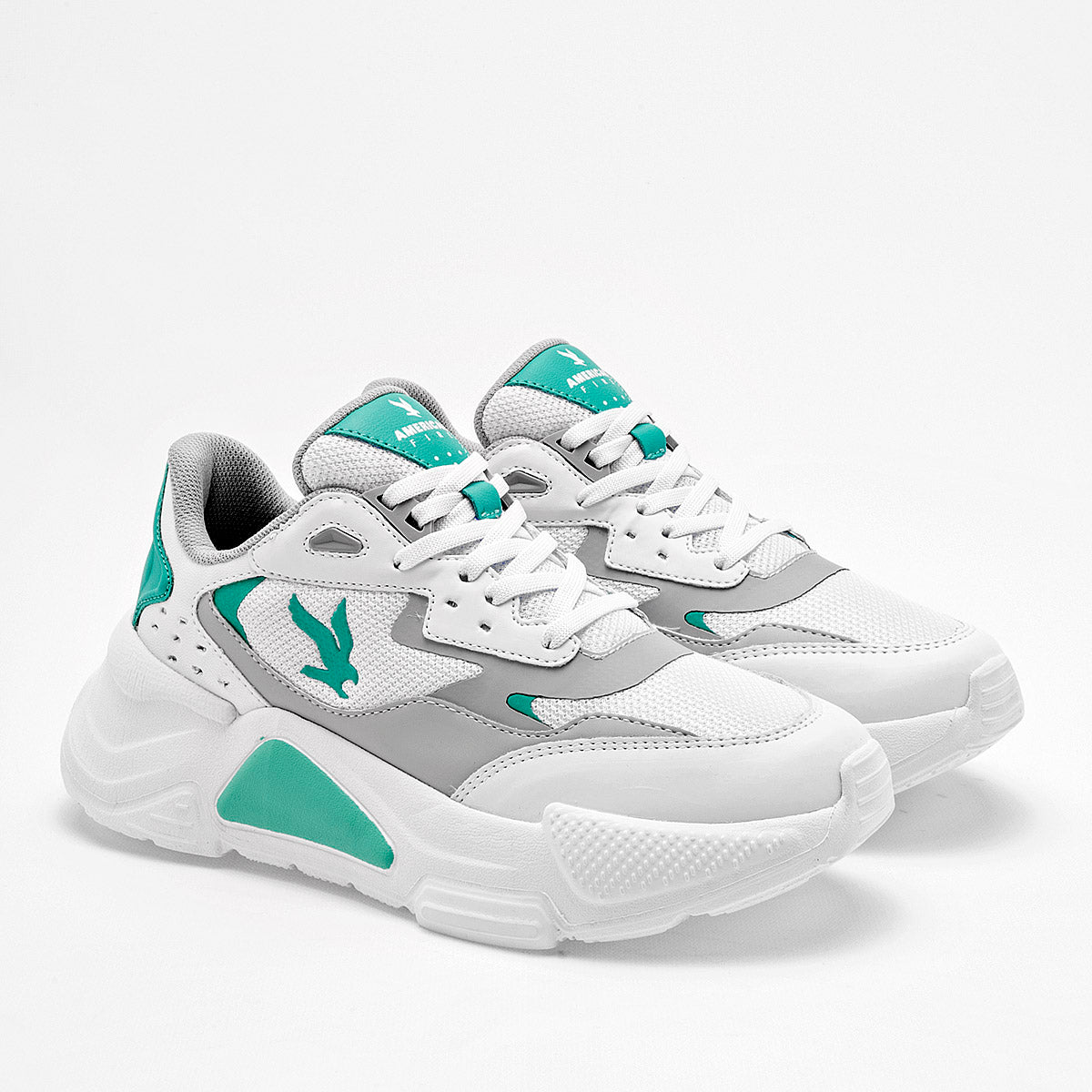 TENIS URBANO MUJER AMERICAN FIRE A79 BLANCO PLATA VERDE