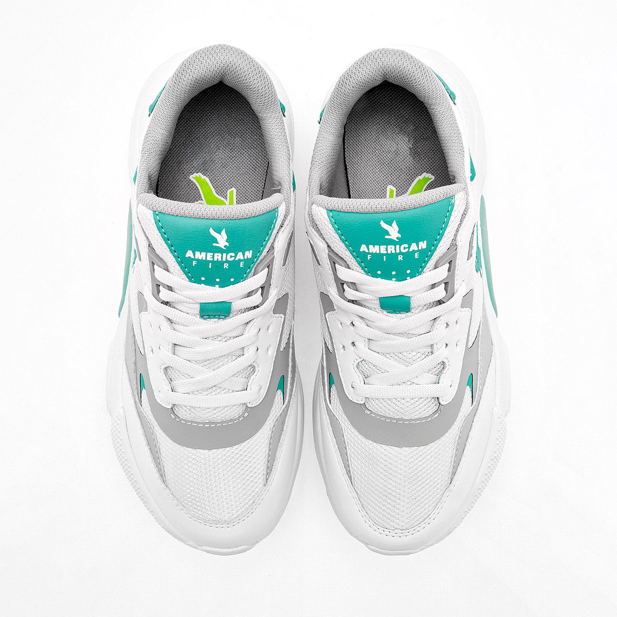 TENIS URBANO MUJER AMERICAN FIRE A79 BLANCO PLATA VERDE